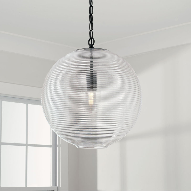 Luminaire suspendu à globe unique à 1 lumière, Noir