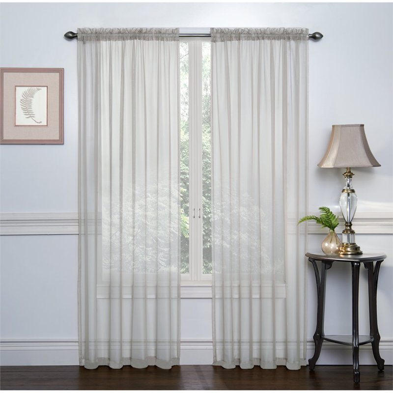 Paire de rideaux transparents avec passe-tringle Emmons, Argent
