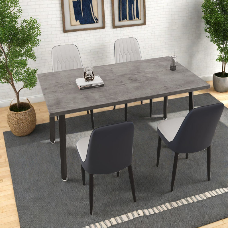 Ensembles de table de salle à manger extensible avec chaises, MDF et PU, industriel moderne pour la cuisine