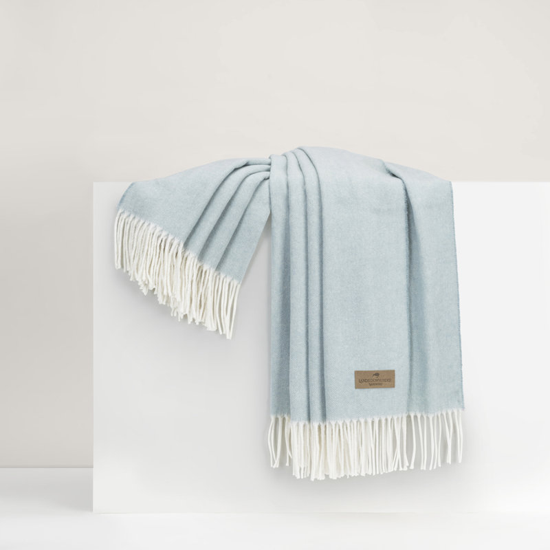 Italian Herringbone Throw Blanket, Glacier