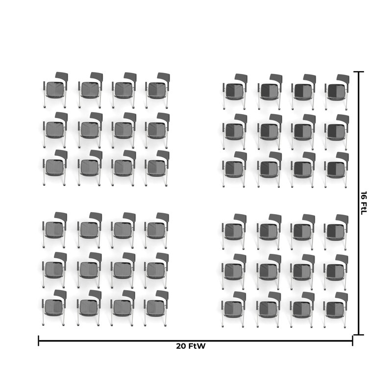 Novelty 48 Person Flip Top 22'' L Modular Training Table and Chair Set with Casters