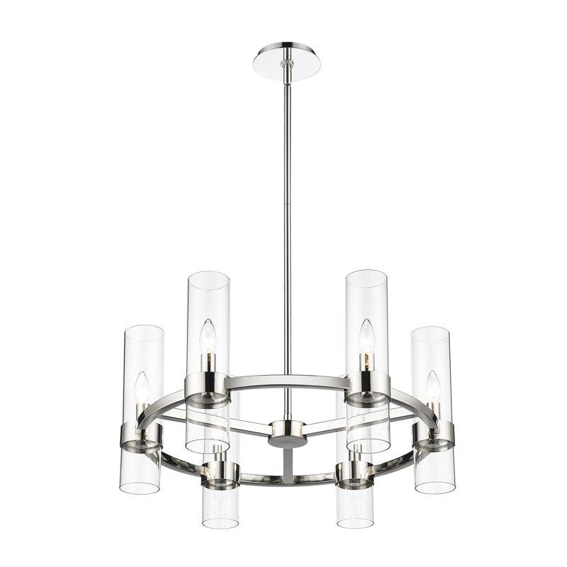 Fouges 6 - Light Dimmable Wagon Wheel Chandelier, Polished Nickel
