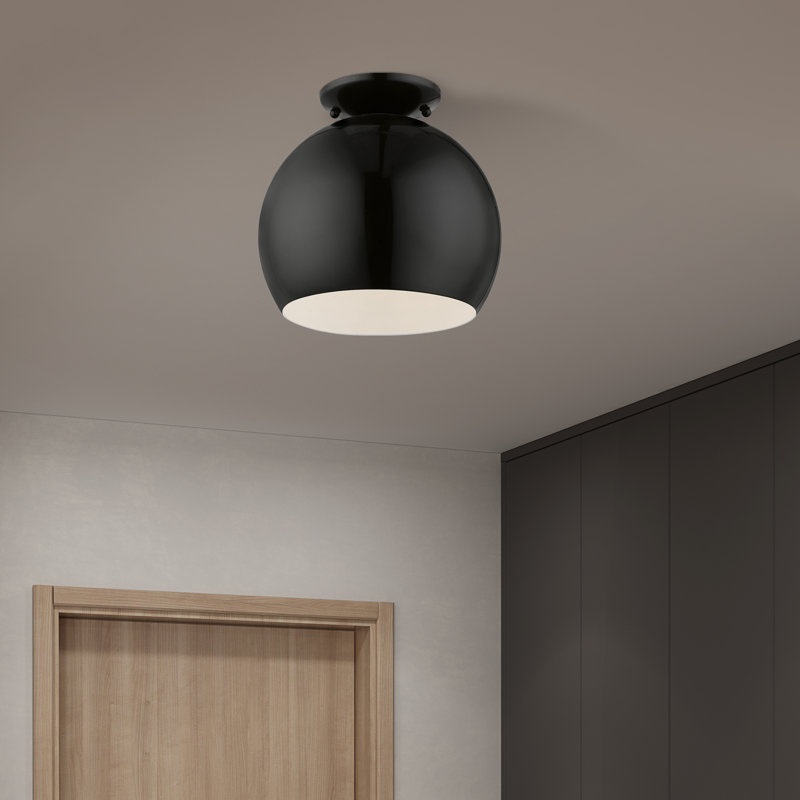 Plafonnier semi-encastré 1 lumière 10 po Fez, Noir brillant