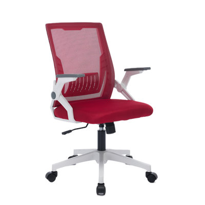 Bleona Office Chair With Flip-Up Armrests Ergonomic Computer Desk Chair Foldable Mesh Task Chair With Wheels Adaptive Lumbar Support Swivel Tilt Comfortable Study Chair For Student
