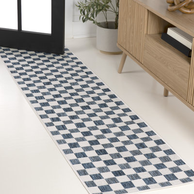 Aimee Traditional Cottage Checkerboard Navy/Cream Indoor/Outdoor Rug