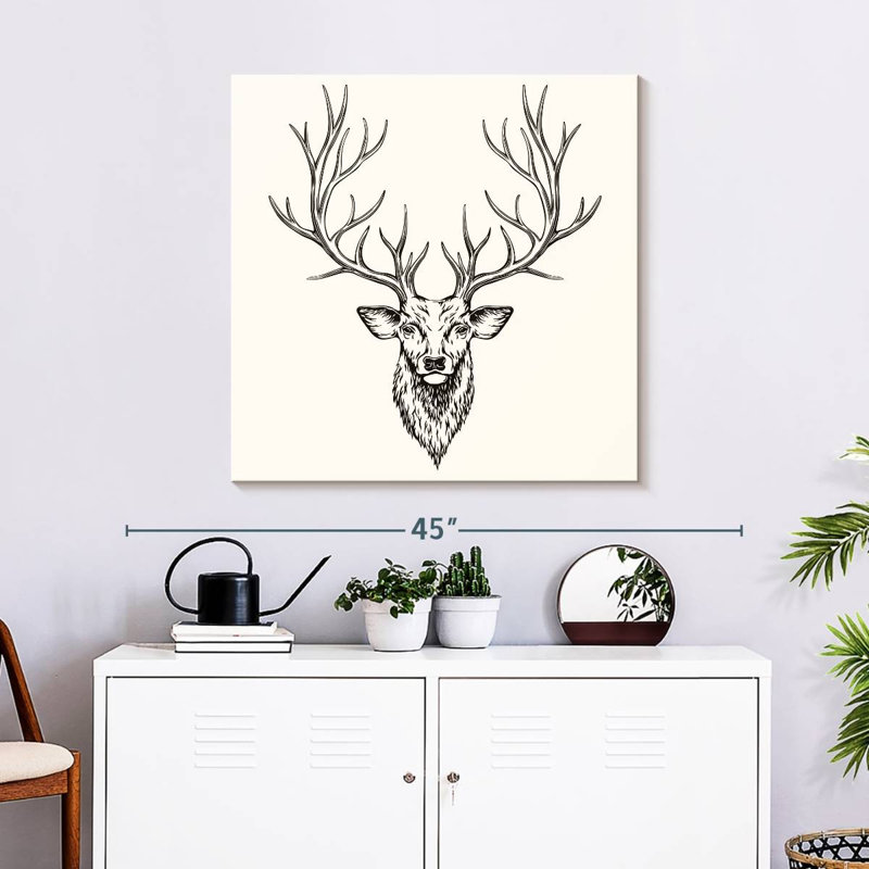 Tête de cerf Senne, H 30 po x l 30 po