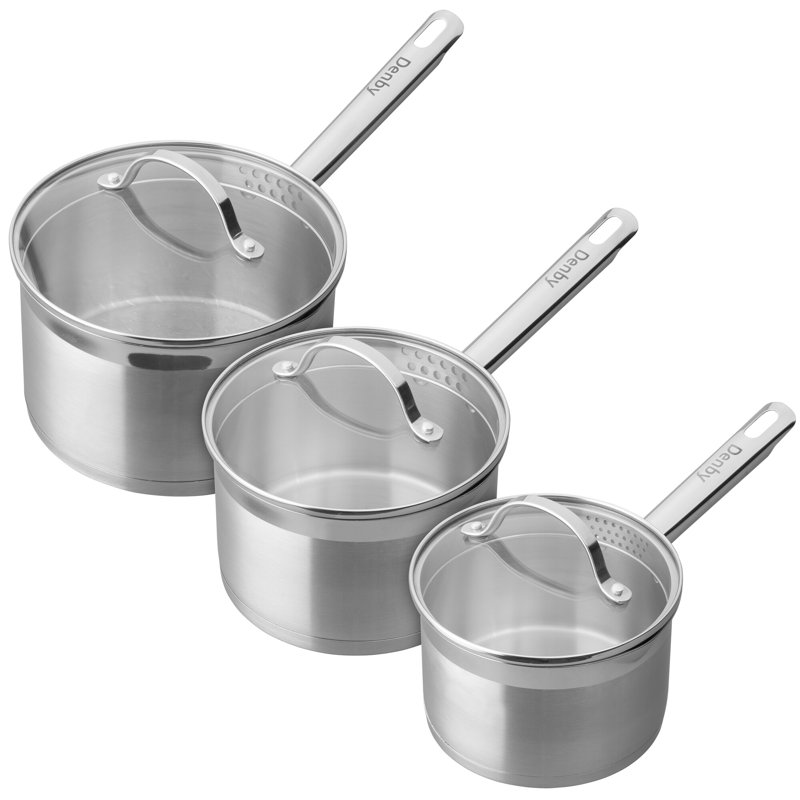 Stainless Steel 3 Piece Saucepan Set