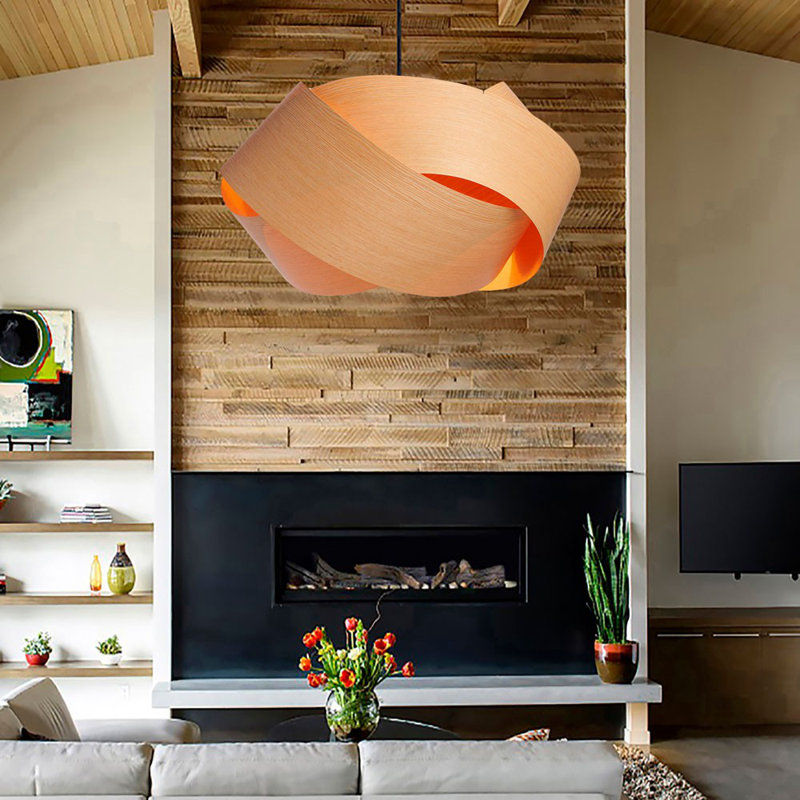 Serene Grande LED Chandelier, White Oak, 12" H x 17" W x 19" D