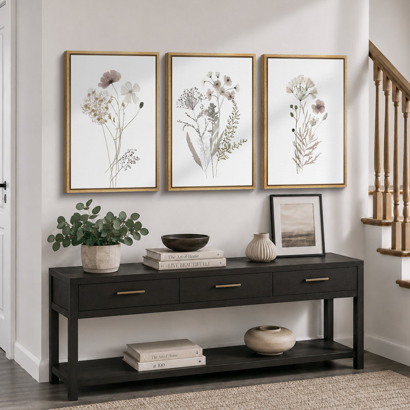 "Minimal Botanical" Wildflowers, H 36 po x l 24 po x P 1,5 po, Naturel