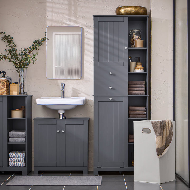 Floor Mounted Bathroom Cabinet, Dark Grey