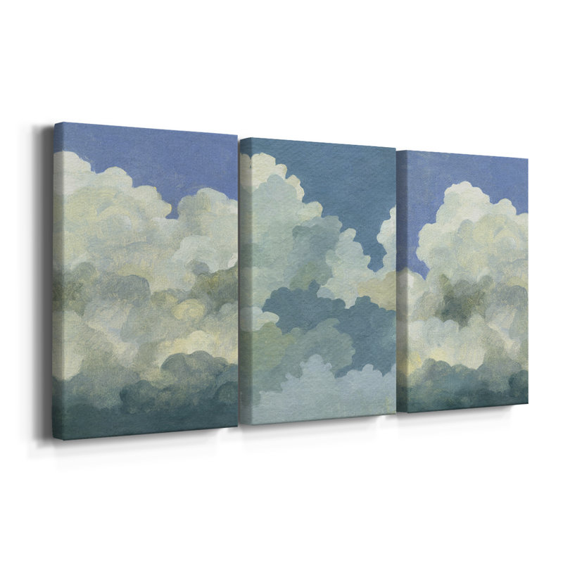 Cumulus Tower I - Toile tendue avec châssis sur mesure - 3 pièces, H 27 po x l 54 po