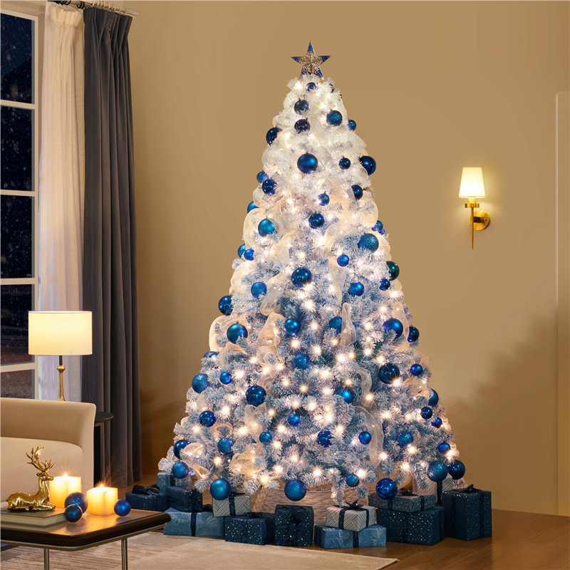 Arbre de Noël artificiel en épinette Jaleana, 7.5', Dégradé bleu lac