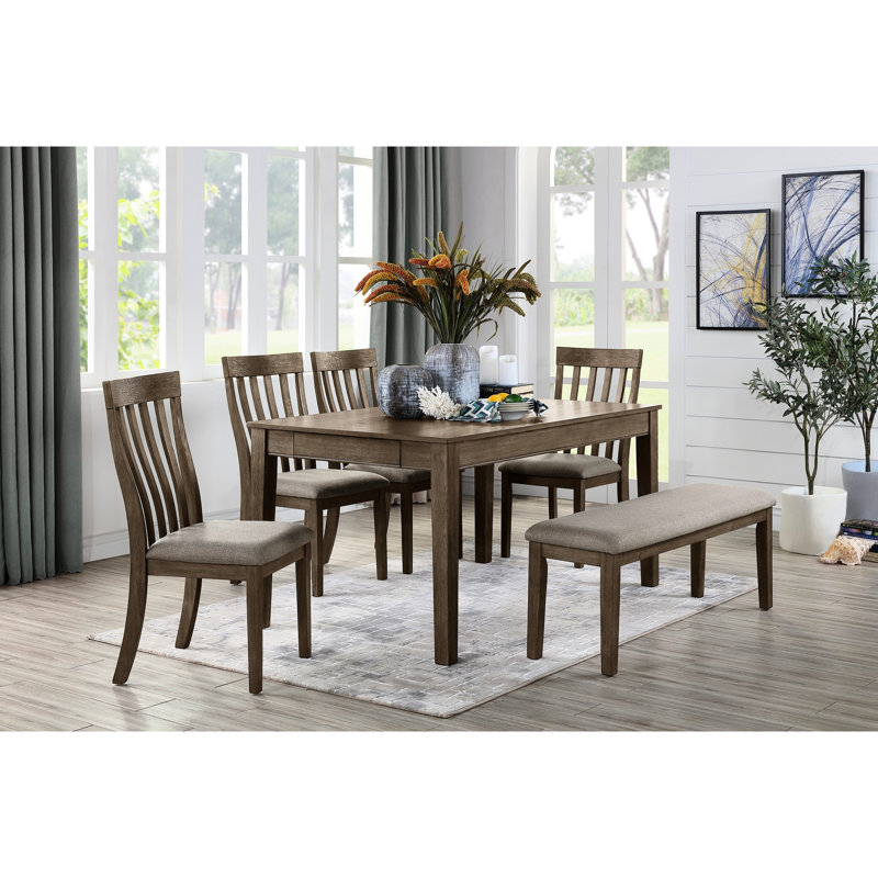 2 chaises d'appoint de salle à manger 2 pièces, finition brun brossé sur bois, dossier à lattes verticales grises, sièges 100% gris, structure en bois d'une hauteur de 13 po, produit de 38,13 po