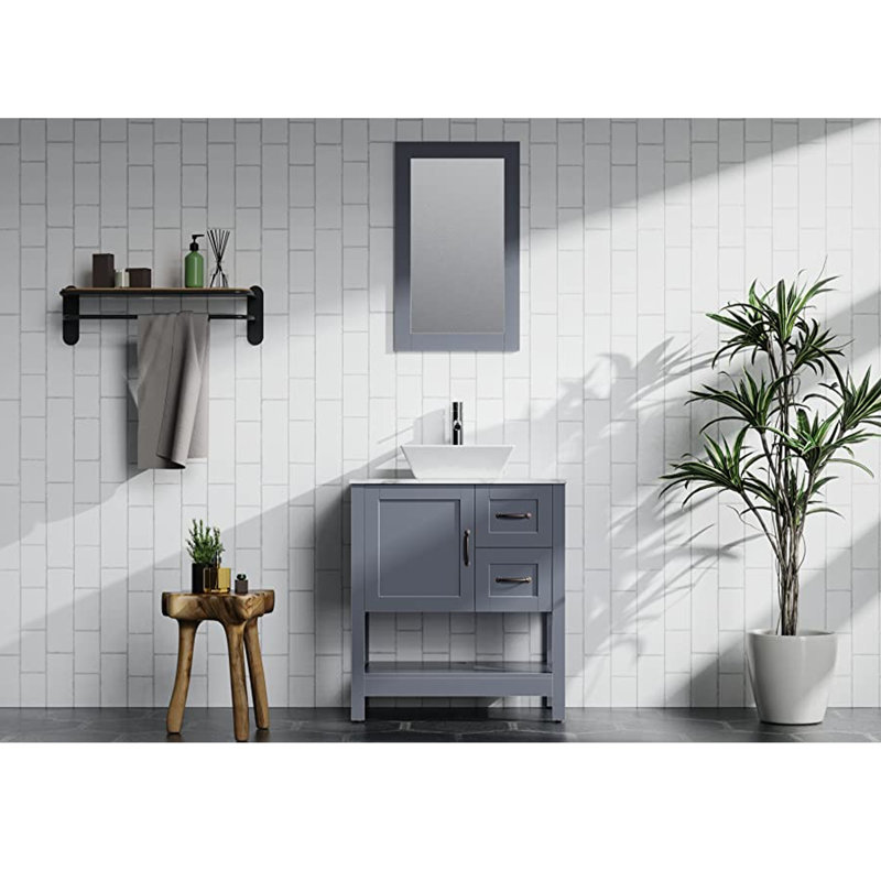 Ensemble de meuble-lavabo simple 30 po avec miroir Eava