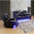 Alvon 3 Pieces of Storage Arm Vegan Leather Power Reclining Sofa Set with Lighting
