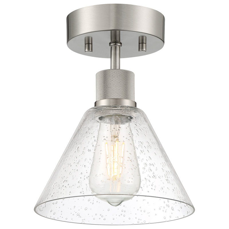 Southglenn Glass Semi Flush Mount, Brushed Steel