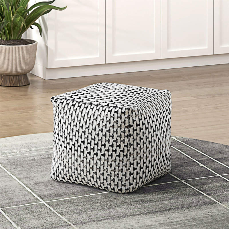 Repose-pieds carré rembourré en tissu jacquard