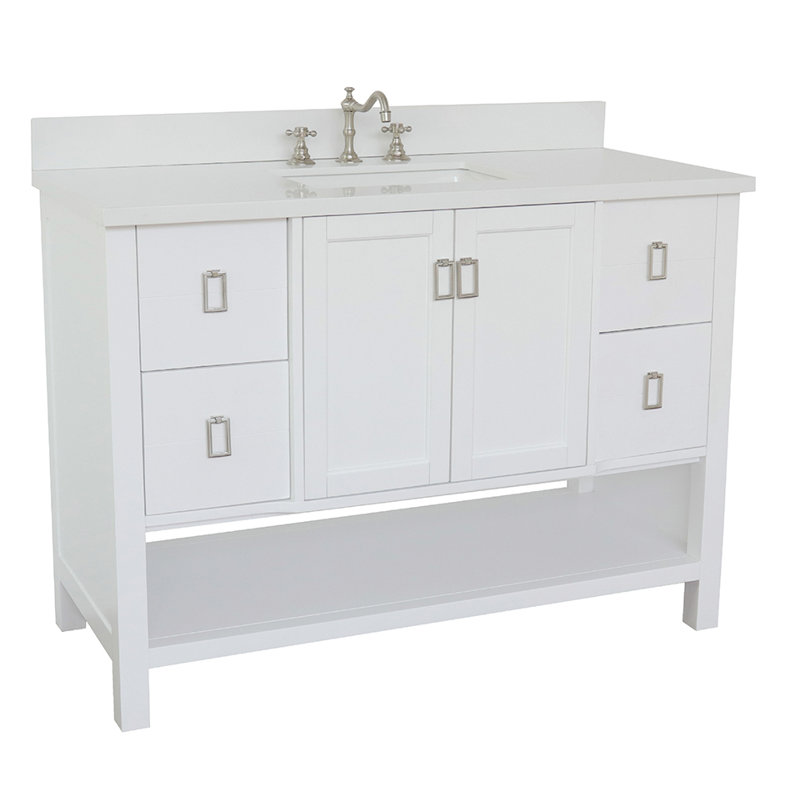 Wilhoit 49'' Single Bathroom Vanity with Top, White/White Quartz