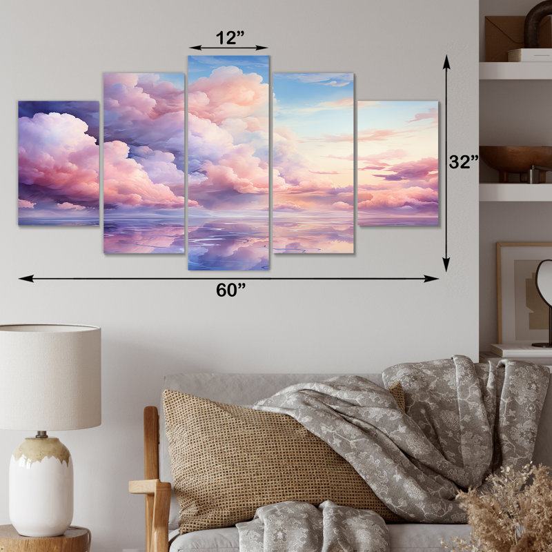  «Mauve et rose pastel coloré ciel - toile d'art mural multipanaux Sky