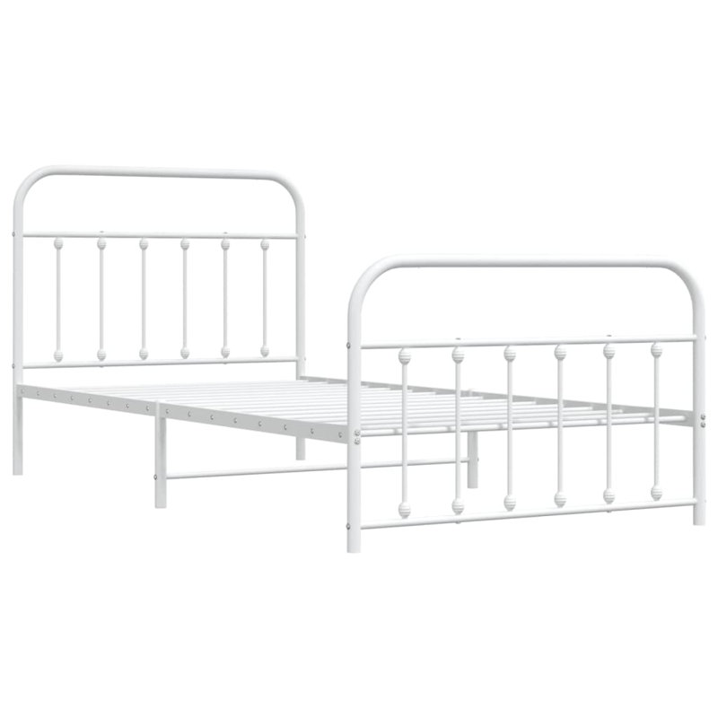 Brender Metal Bed Frame with Headboard & Slats, No Mattress, Easy Assembly, White, Twin XL