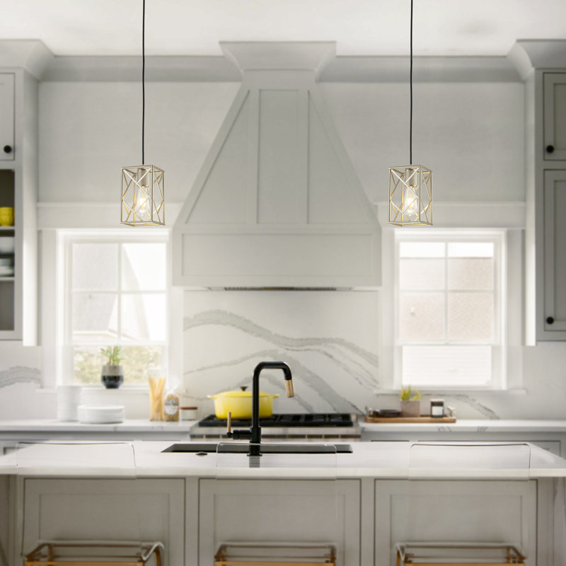 Voctoria Compact Modern Single Chic Cage Pendant Light Farmhouse Square Ceiling Hanging Light