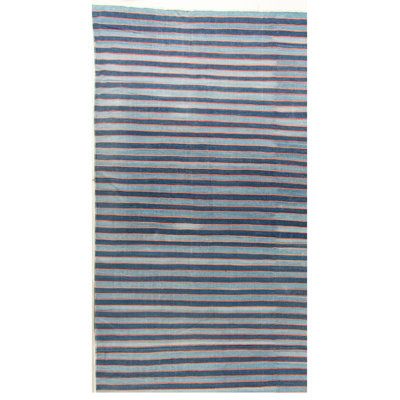 One-of-a-Kind Rectangle 12'1" X 23'10" 1900s Wool Area Rug Blue/Orange