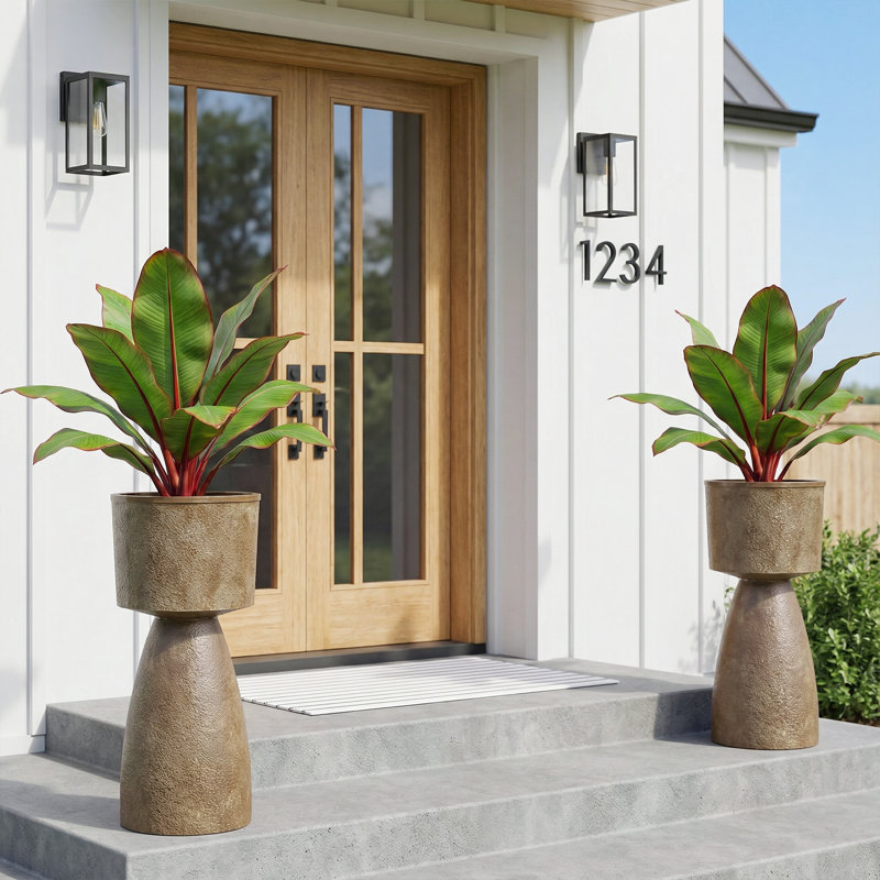 29.5 Inch Tall PE Torch-shaped Planter Pots, Brown