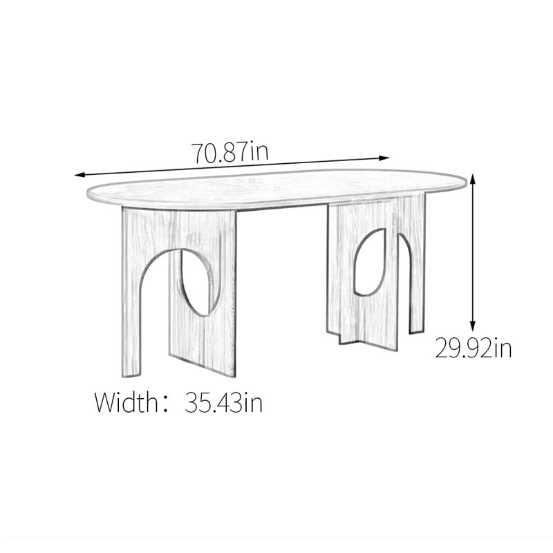 Solid wood multi-layer board dining table, 29.92"H x 70.87"L x 35.43"W