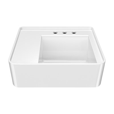 Whitehaus Collection 22" Rectangular Wall Mount Bathroom Sink With Faucet Drilling Options And Rear Center Drain Location
