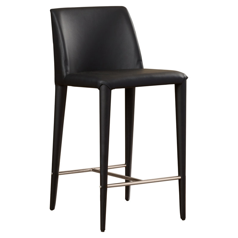 Tabouret de bar et de comptoir Boilleau, Noir, Tabouret de comptoir (siège d’une hauteur de 26