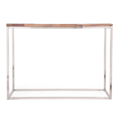 Handcrafted Design  Wood Top Console Table With Steel Frame