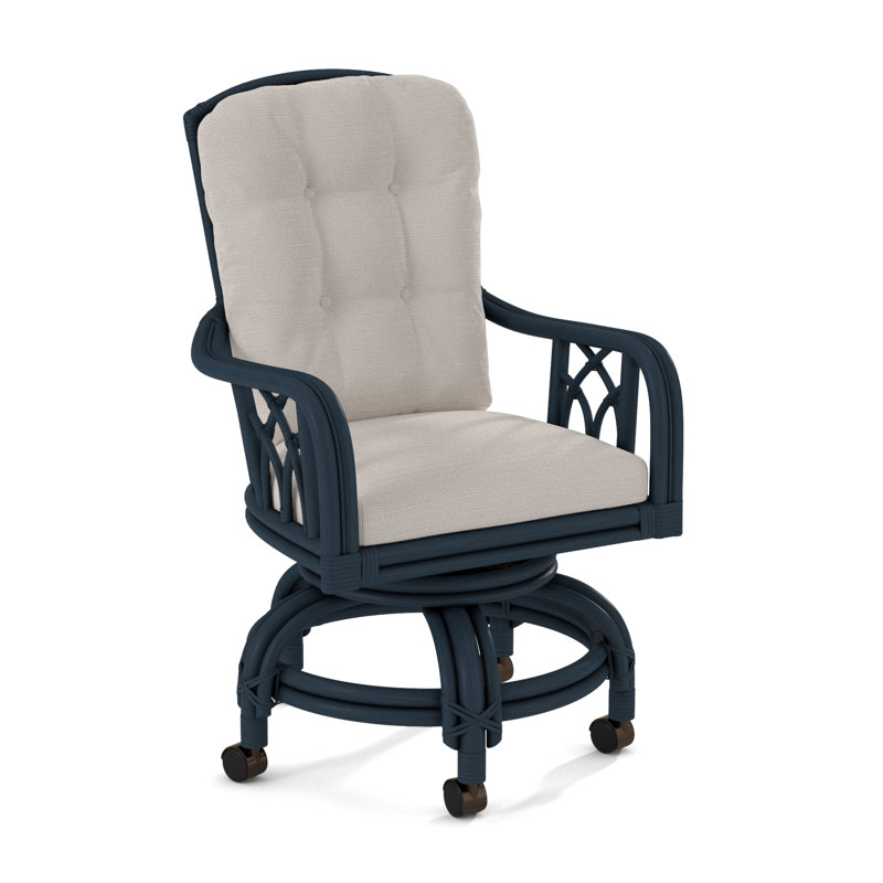 Edgewater Castered Arm Chair, Java, White Textured Performance; 0865-91