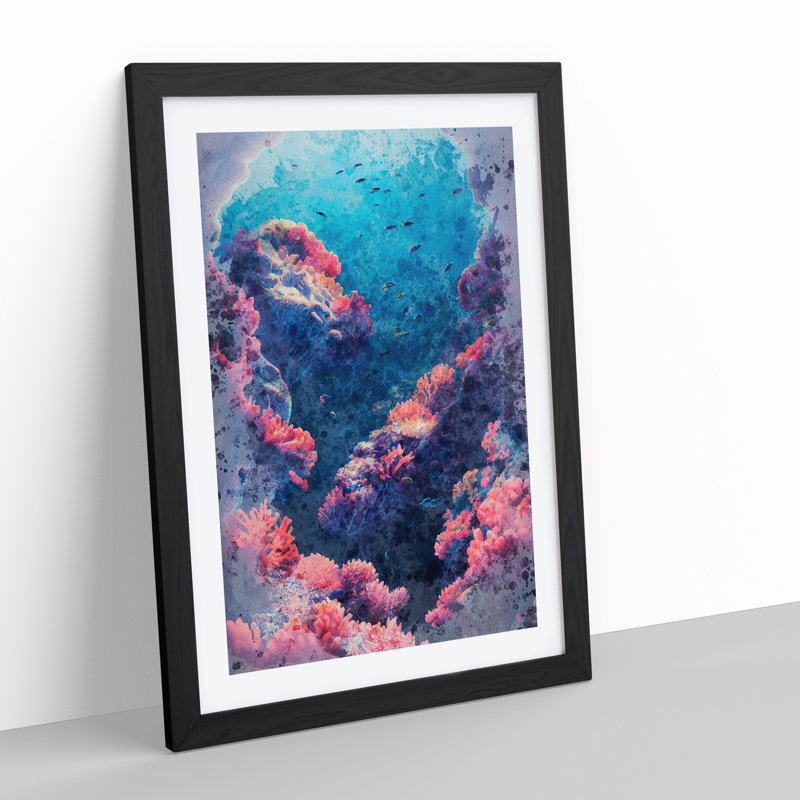 Coral Reef Beauty - Single Picture Frame Print, Black, 46cm H x 34cm W x 2cm D
