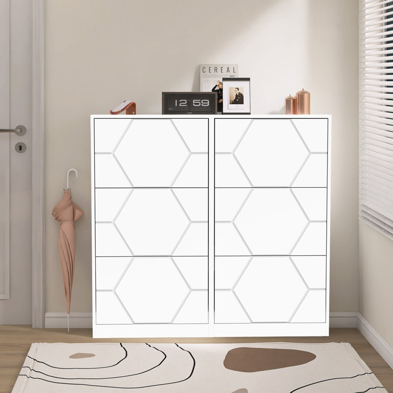 Armoire de rangement pour chaussures, range-chaussures à 6 niveaux avec panneaux sculptés