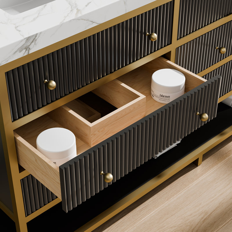 Ensemble de meuble-lavabo double 72 po entièrement assemblé, Noir, noir, noir, noir