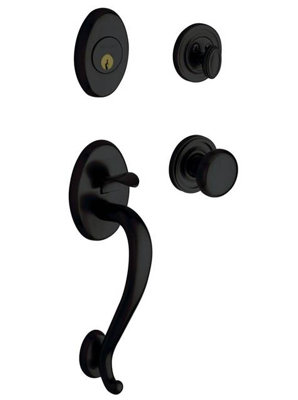 Logan Handleset with Single Cylinder Deadbolt and Door Knob and Rosette