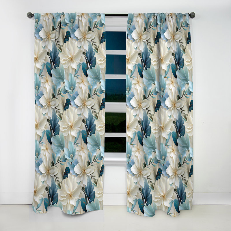 Coastal Symphony - motif tropical - rideau floral - rideau occultant floral - 1 panneau, L 52 po x L 84 po