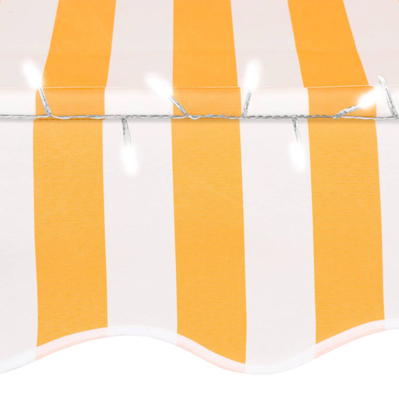 Auvent de porte / fenêtre rétractable en polyester, H 59,10 po x l 137,80 po, Rayé blanc / orange