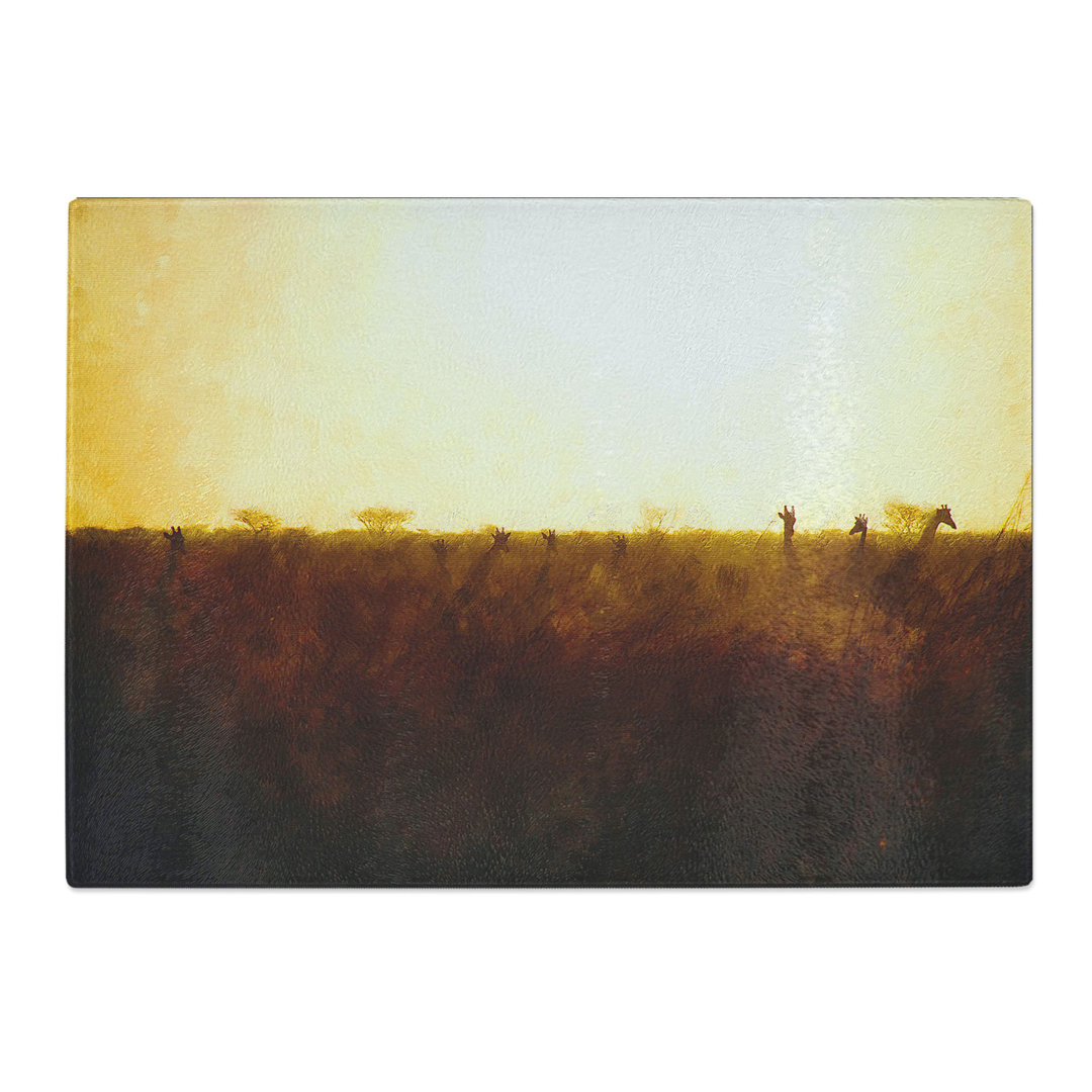 Tempered Glass Giraffes at Sunset Chopping Board