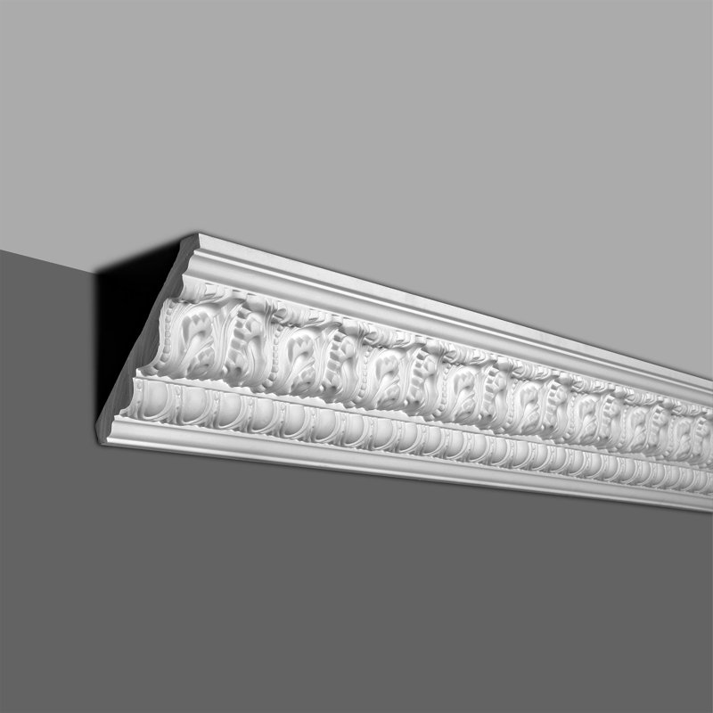 8-ft Primed White Polyurethane Crown Moulding with Egg and Dart Acanthus Design