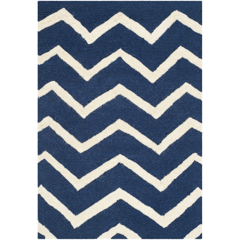 Sanyla Hand Tufted Wool Chevron Rug, Rectangle 2' x 3'