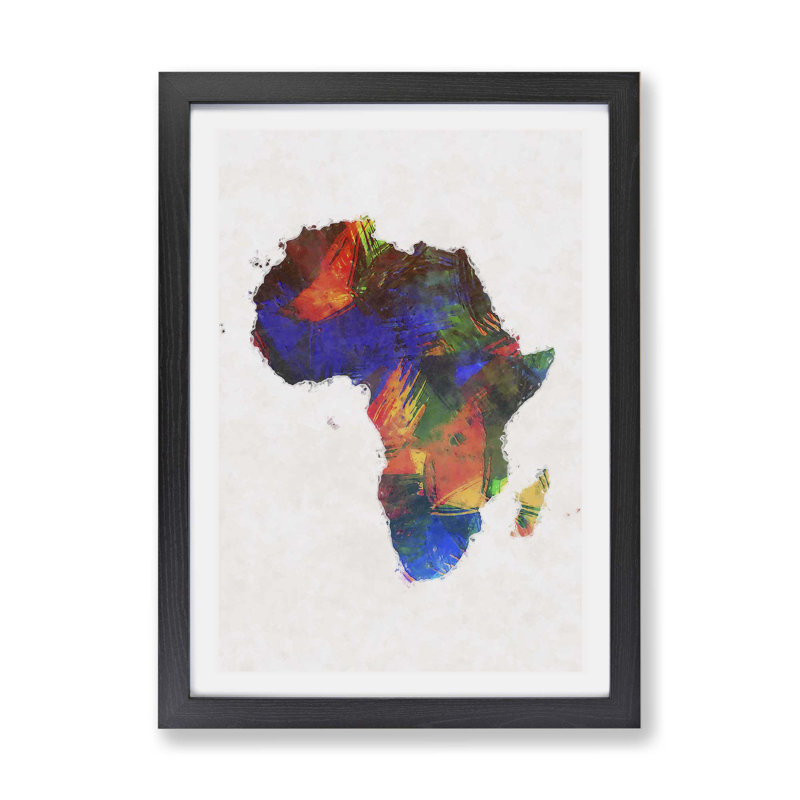 Map of the Continent of Africa - Framed Print, 62cm H x 87cm W x 2cm D, Black