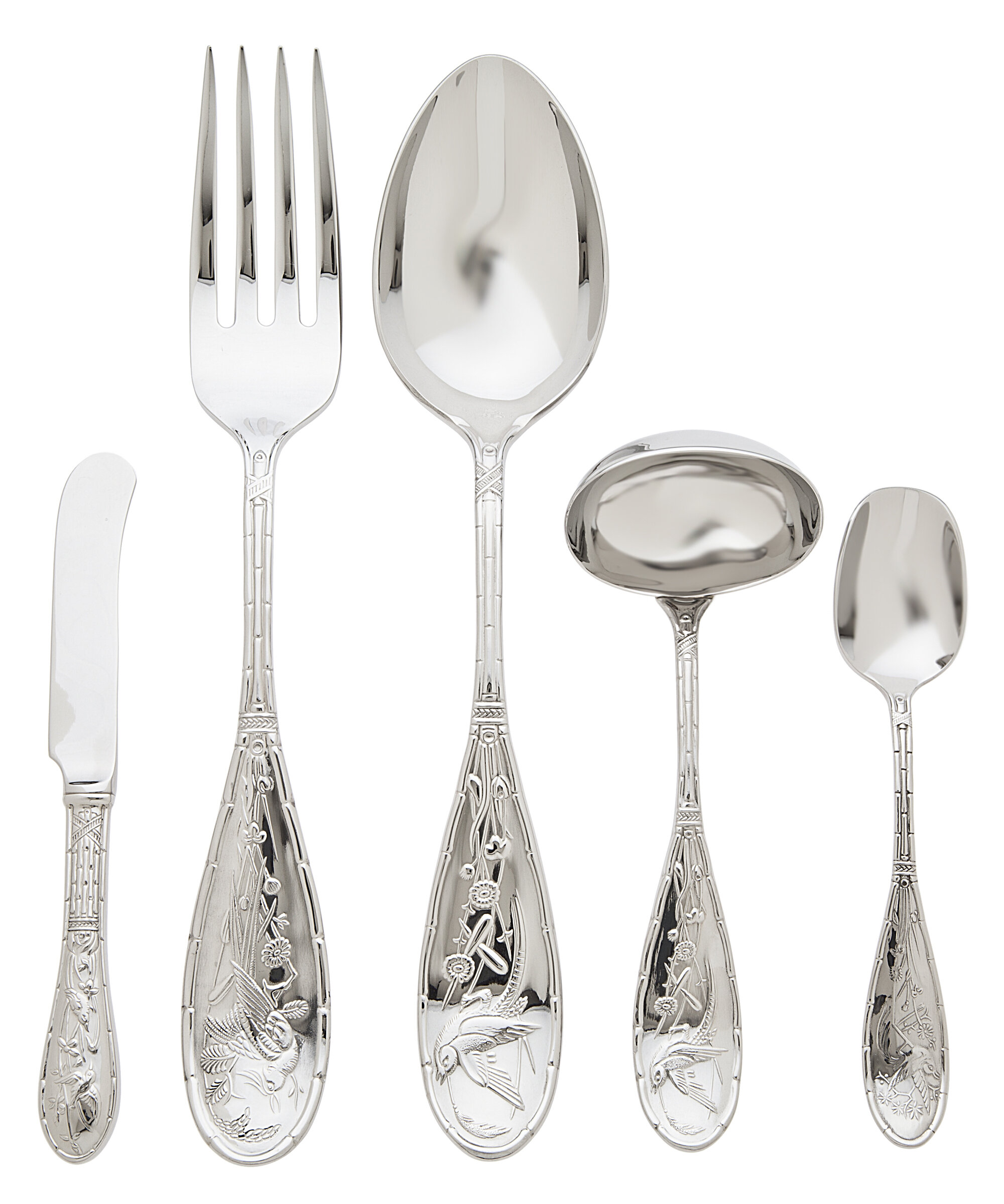 Ricci Argentieri Japanese Bird 5 Piece Stainless Steel Hostess Set ...