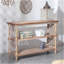 Console rustique à 3 niveaux avec détails d'inspiration gothique, table d'entrée en bois de 47,24 po de long pour le salon et le couloir