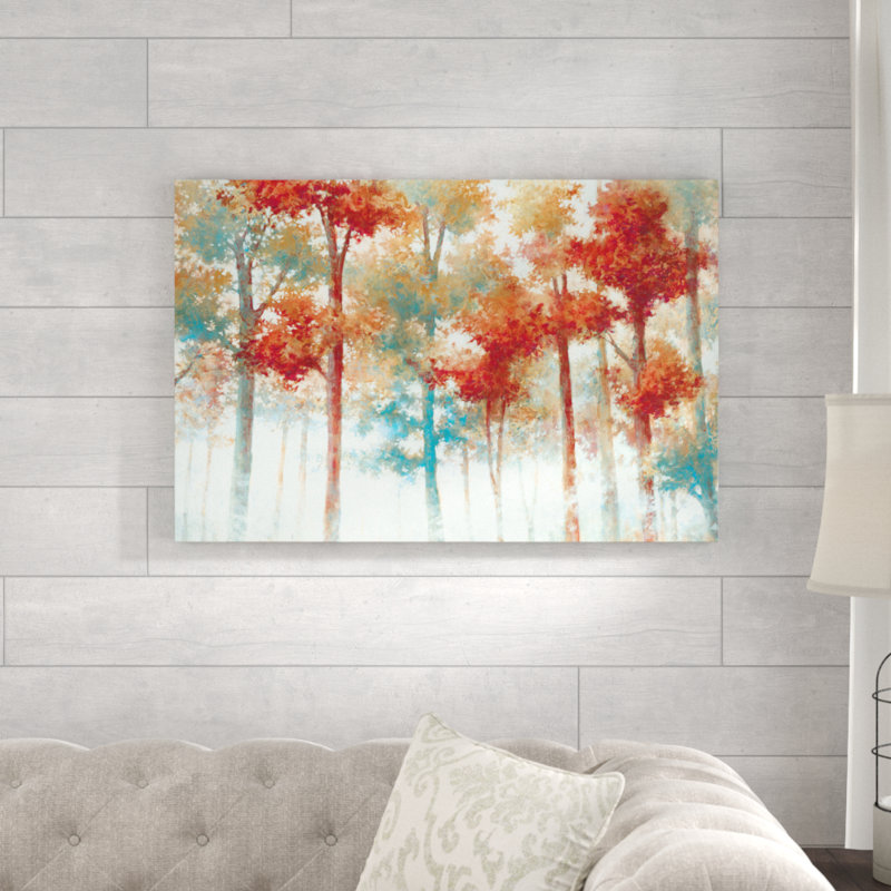 " Red And Blue Forest ", 24" H x 36" W