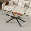 Table basse de 39,37 po rectangulaire en verre trempé transparent, design élégant avec pieds en métal, table basse de salon-129682032-129682034