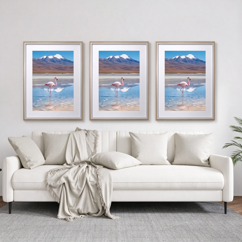 Set of 3 Picture Frames with Acid Free Mount Beige