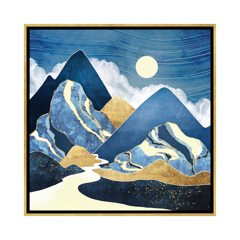 Moon River - impression d'art graphique, Aucun mat, H 18 po x l 18 po x 1,5 po, Toile encadrée d'or