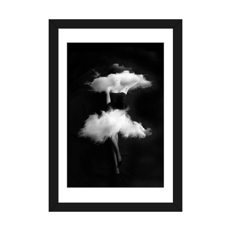 «Clouds», impression sur toile, Papier d'art encadré noir, H 24 po x l 16 po x P 1 po, Blanc