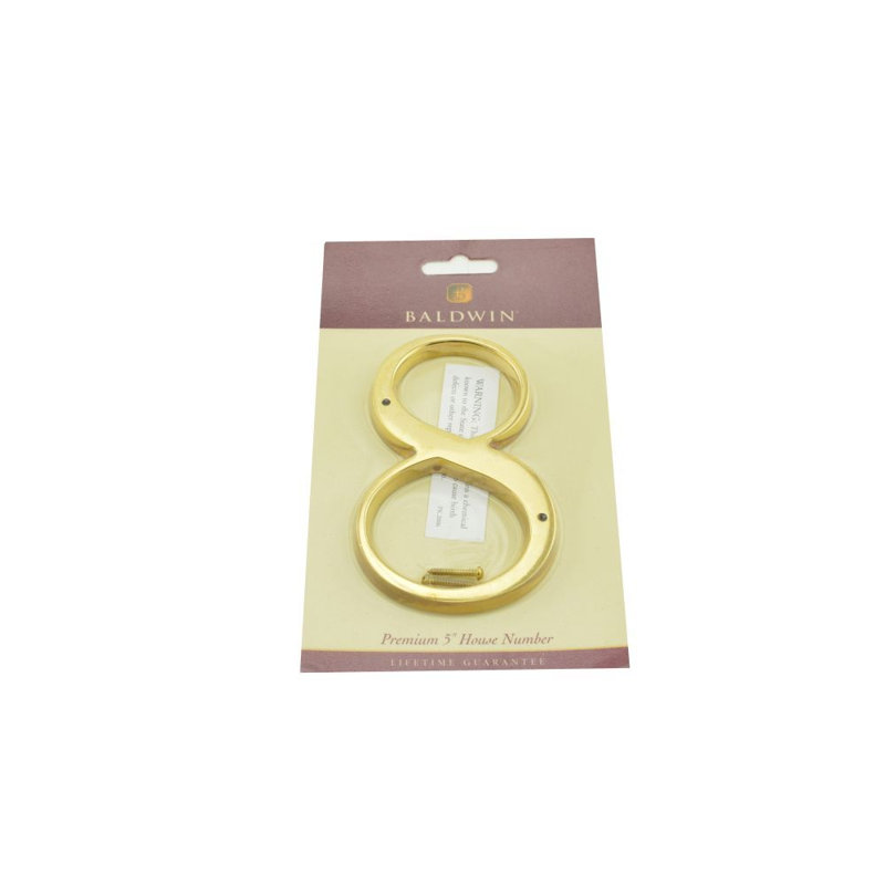 4.75" H Brass House Number, Unlacquered Brass, 8